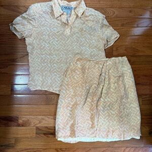 Vintage Carlisle Light Peach Geometric Blouse and Skirt
